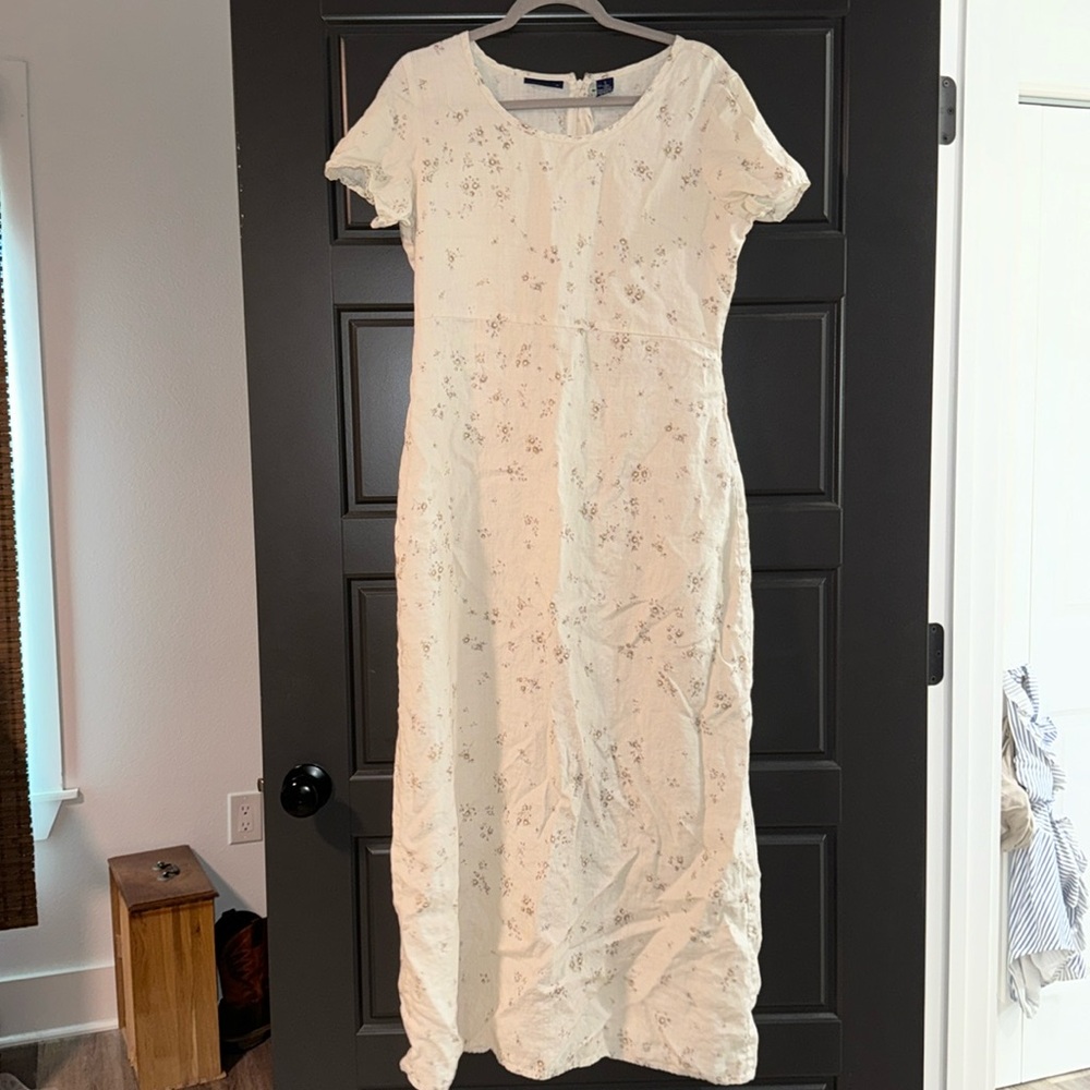 Liz Claiborne linen dress tan floral